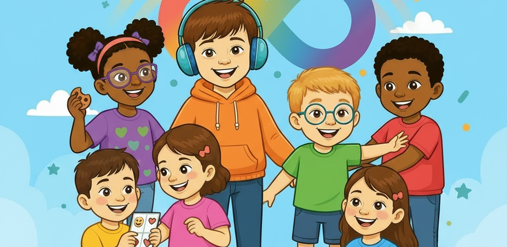 Diverse children celebrating together